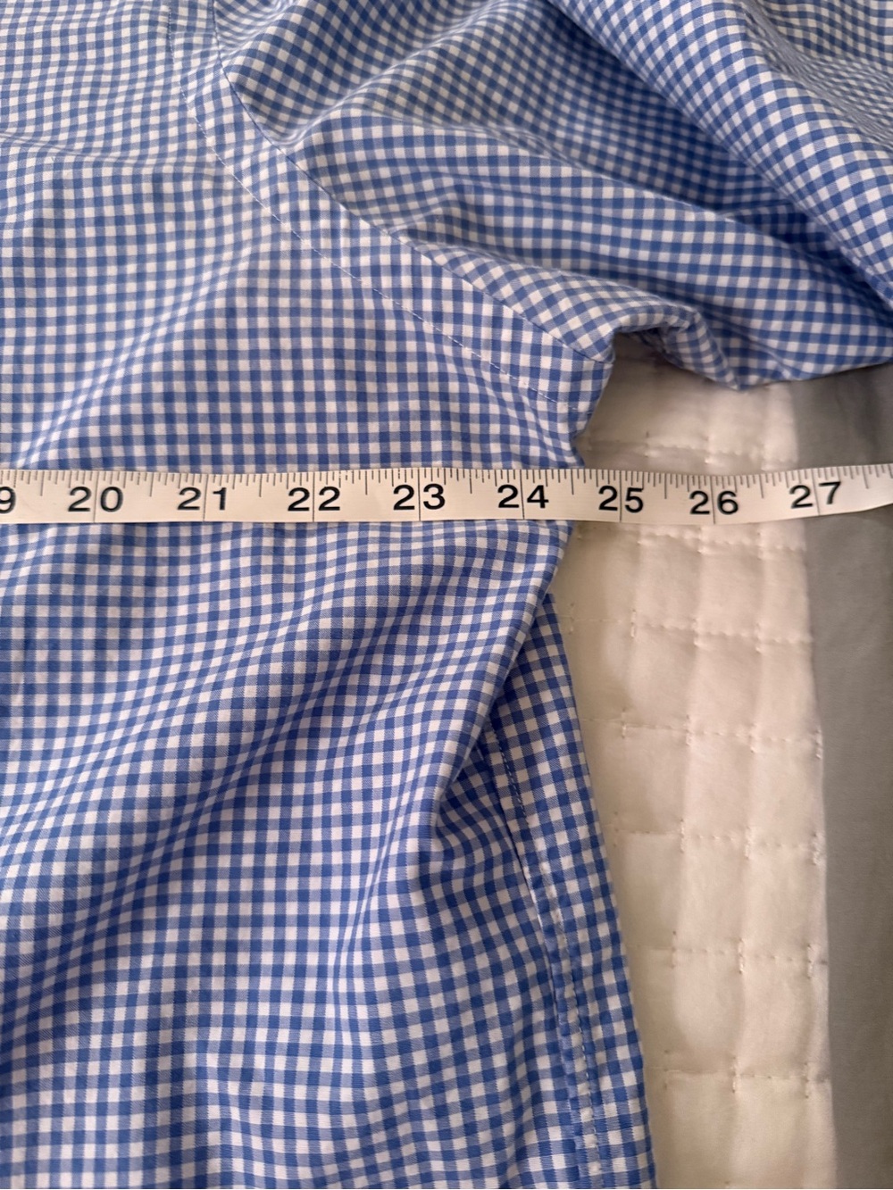 Upcycled Ralph Lauren Blue and White Gingham Ruffles-Collar Shirt. Xl - Picture 3 of 5